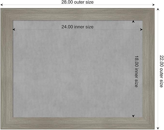 Amanti Art Grey Framed Magnetic Board 22x28 Medium Vision Board for use with Magnets, 100% Metal Sheet to Display Items as Office Decor or for Home Organization in mudroom, Kitchen or Kids Room