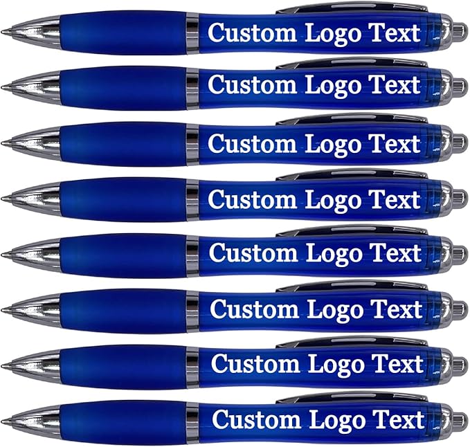 HEYZARDA Personalized Pens with Name Custom Text Logo Retractable Customized Ballpoint Pens for Church Office Business 100 Pcs, Blue