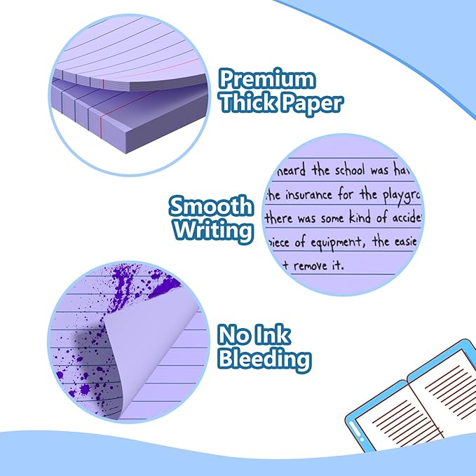 Ciphyfee Index Cards 3x5 Inch With Ring, 300 Count, Ruled Purple Index Card, 180GSM Flash Cards College Ruled for Students, Teachers, Study Note Card for Office, Home, School, Office