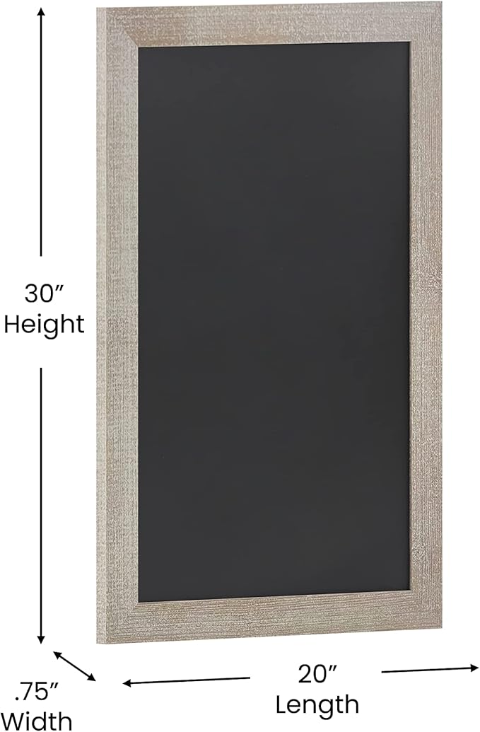HBCY Creations 20" X 30" Weathered Lightwash Solid Wood Frame Wall Chalkboard, Magnetic Surface, Home Décor, Restaurant & Café Menus, Blackboard, Includes Chalk, Eraser & Hanging Hardware