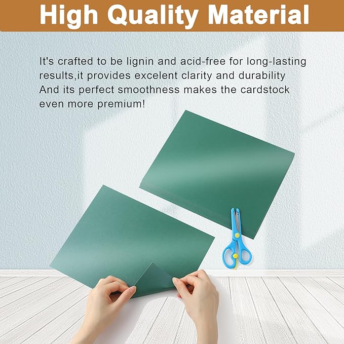 Silunkia 100 Sheets Christmas Green Shimmer Cardstock 8.5 x 11 Craft Paper, 75lb Premium Paper Card Stock for DIY Card Making, Greeting Cards, Invitations, Birthday Decorations