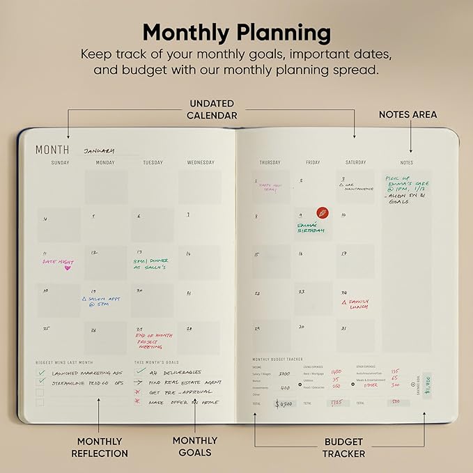 Undated, 2026 Planner, 8.5" x 11" - The #1 Productivity Planner to Achieve Your 2026 Goals - Planner 2026-2027 by PRODUCTIVITY STORE (A4, NAVY)