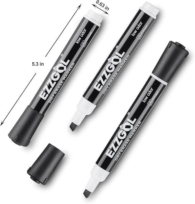 Ezzgol Dry Erase Markers Bulk, 72 Pack Black Low Odor Whiteboard Markers
