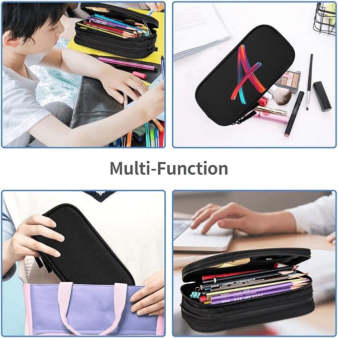 Pazacon Cute Initial Pencil Case for Kids Students, Large Capacity Pencil Pouch for Boys Girls, Letter Design Pencil Box Pen Bag Office Stationery Organizer, Rainbow Letter A