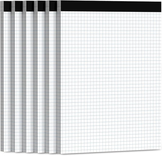 Aidunmis Graph Paper 8.5 x 11, 6 Pack, 4x4 Graph Ruled, Grid Paper 8-1/2 x 11, Blueprint Quadrille Pad 8.5'' x 11'', Easy Tear Off Graph Paper Pad White Grid Notebook, White Draft Paper 30 Sheets/Pad