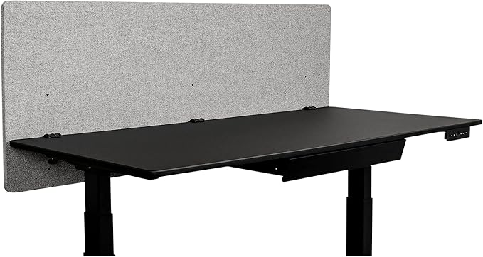 Stand Up Desk Store ReFocus Clamp-on Acoustic Desk Divider Privacy Panel That Reduces Noise and Visual Distractions (Cool Gray, 59" X 23.6")