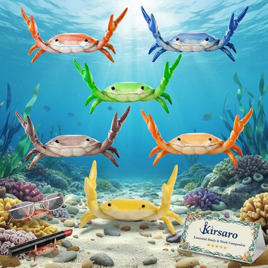 kirsaro 6PCS Desk Crab Pen Holder, Office Realistic Deskcrab Spoon Pencil Holder, Creative Desk Decor Accessories, Crab-Shaped Pen Rest, Pen Rack for Back to School Graduation Gift