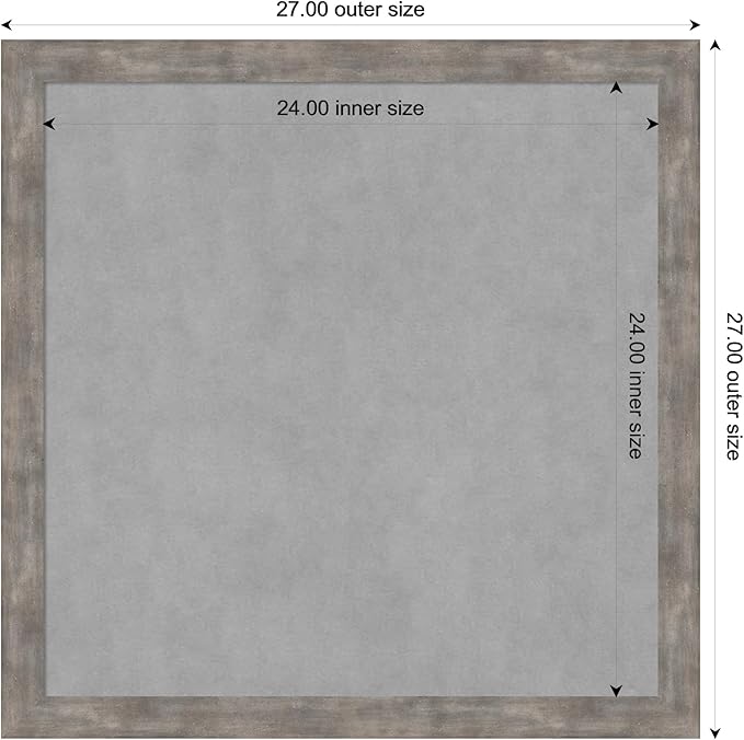 Amanti Art Silver Framed Magnetic Board 27x27 Medium Vision Board for use with Magnets, 100% Metal Sheet to Display Items as Office Decor or for Home Organization in mudroom, Kitchen or Kids Room