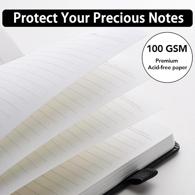 Thboxes 80 Sheets Lined Journal Notebook, 5.7" X 8.3" Writing & Journaling Hardcover Executive Notebooks for Student Worker Women Men Notepads Journals for Writing Travel & Organization, Black