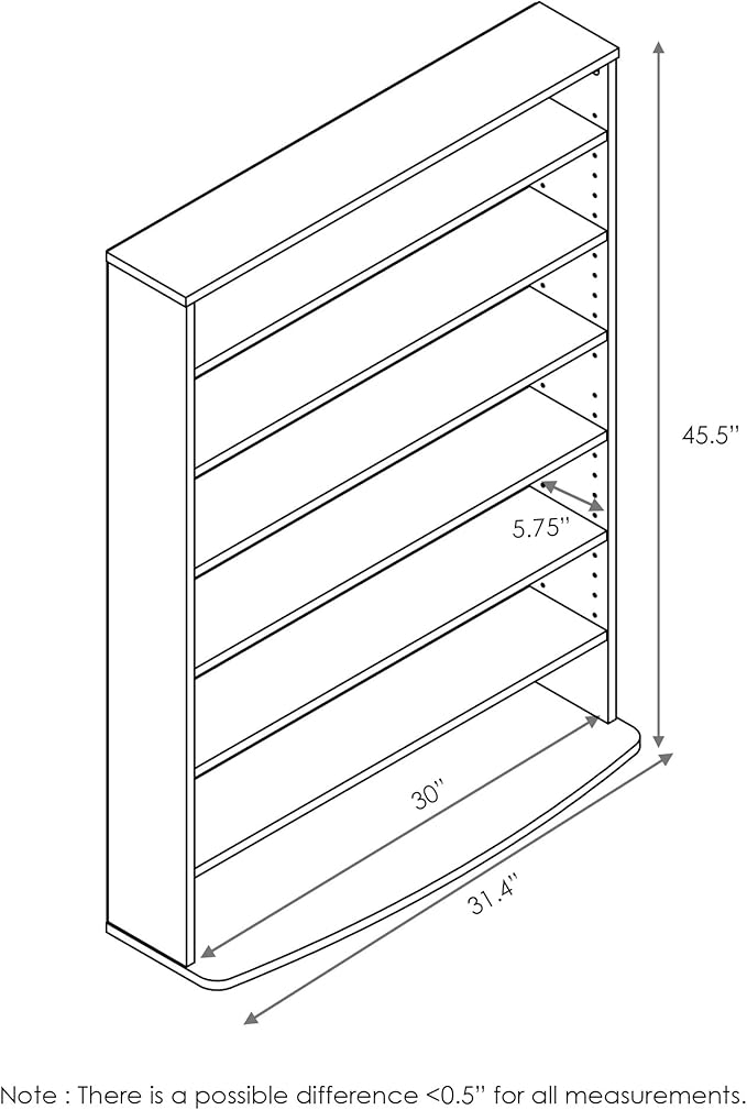 FURINNO JAYA 6-Tier Multimedia Storage Tower, Espresso