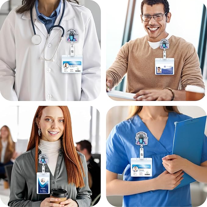 First of All I’m a Delight Funny Raccoon Badge Reel, Retractable ID Card Nurse Badge Holders, Work Badge Clip for RN MA ICU ER ED Department of Surgery Nurses Station HR Psychologist Social Workers