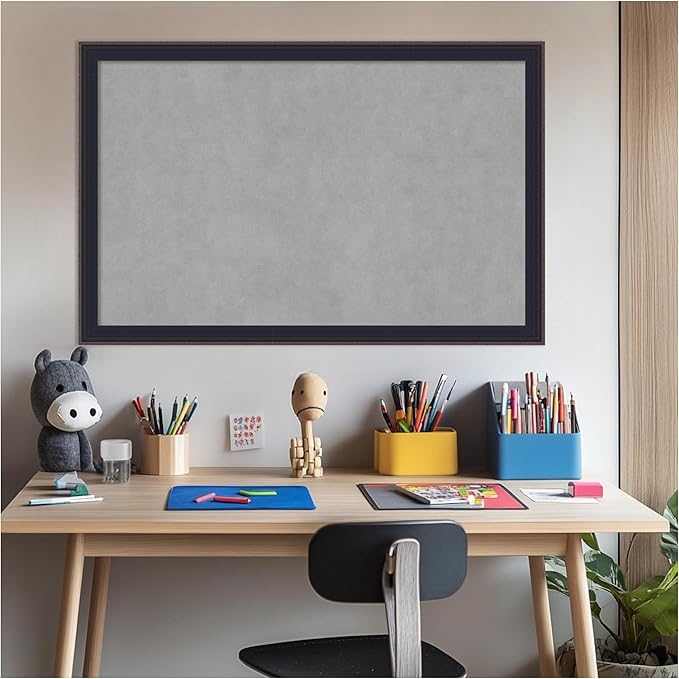 Amanti Art Black Framed Magnetic Board 23x35 Large Vision Board for use with Magnets, 100% Metal Sheet to Display Items as Office Decor or for Home Organization in mudroom, Kitchen or Kids Room