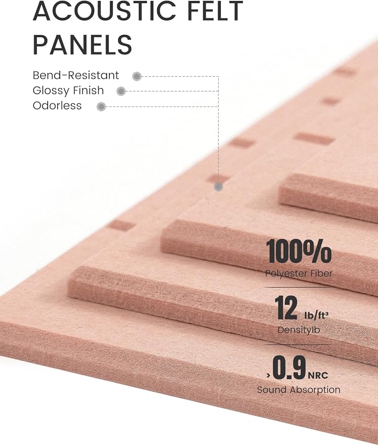 Fluxynara Felt Bulletin Board Tiles Large 36" x 24" Cork Board Alternative-6 Pack with 40 Adhesive Tabs, Thick Slat Wall Panels for Office Decor, Push Pin Board Wall Organizer Alternative - Pink