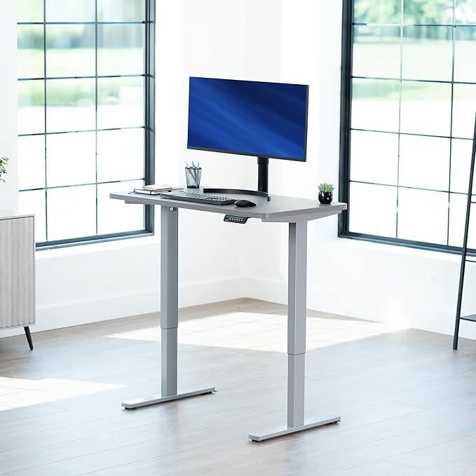 VIVO Electric 43 x 24 in Standing Desk, Memory Height Adjustment, 1B Series, Holds 220 lbs, One-Piece Dark Gray Top, Gray Frame, DESK-KIT-1G4G