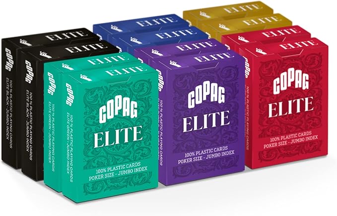 Copag Elite 100% Plastic Playing Cards, Poker Size (Standard) Jumbo Index Single Deck (12 Pack)