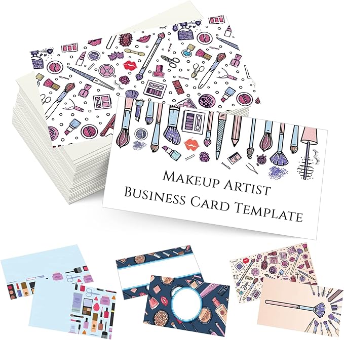 Custom Business Cards Personalized Business Cards for Small Business 300gsm Matte Paper Front & Back Sides Printed 3.5" x 2" - Makeup Artist Template