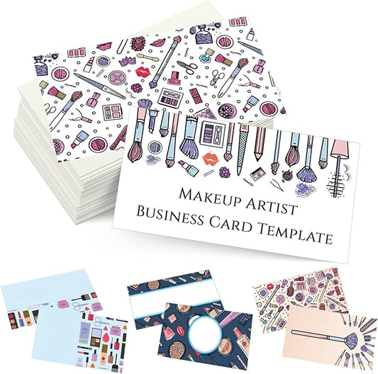 Custom Business Cards Personalized Business Cards for Small Business 300gsm Matte Paper Front & Back Sides Printed 3.5" x 2" - Makeup Artist Template