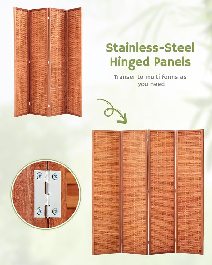 JOSTYLE 6ft Folding Privacy Screens 4-Panel Freestanding Room Dividers