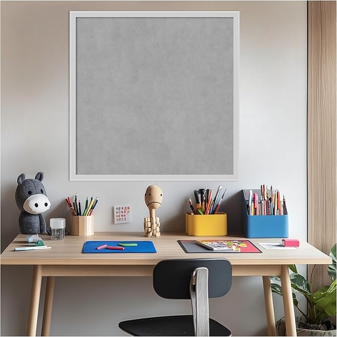 Amanti Art Silver Framed Magnetic Board 25x25 Medium Vision Board for use with Magnets, 100% Metal Sheet to Display Items as Office Decor or for Home Organization in mudroom, Kitchen or Kids Room