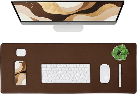 ALOANES Waterproof Mouse Pad with Durable Stitched Edge, XL Gaming Keyboard Pad, Non-Slip Rubber Base Mouse Mat, Extended Desk pad for Gamer, Office & Home, Brown Mousepad 31.5''x 11.8''x 0.12''