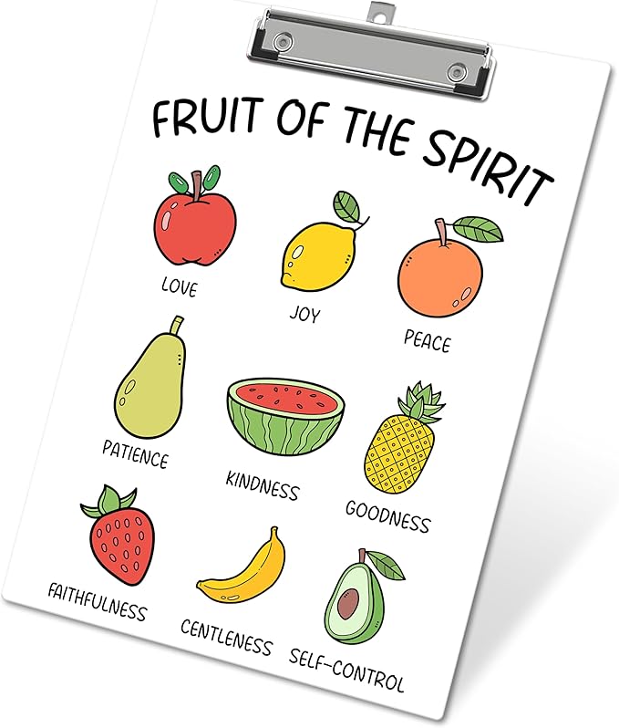 APIILVPQ Fruits Clipboard，Bible Verse Clipboards with Low Profile Clip for Office School Use, Inspirational Wooden Clip Boards for Nurses Teachers Students - A05