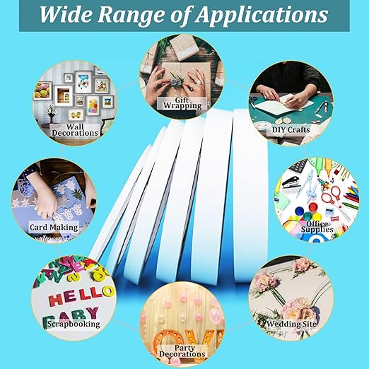 Double-Sided Fabric Tape, Hem Tape No Sew Double Sided Tape for Crafts Arts, 6 Rolls Strong Adhesive Cloth Sewing Tape for Hemming, Clothing Repairs, Pants, DIY Projects, Paper Backing (0.6/0.8/1inch)
