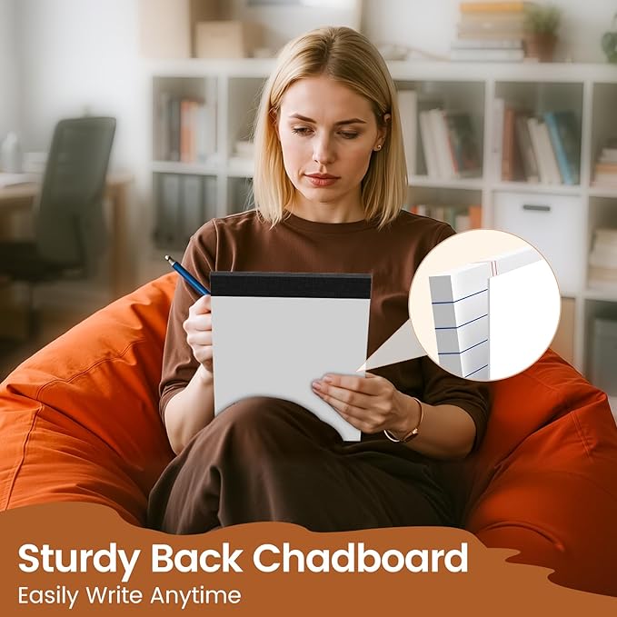 Legal Pads 8.5 X11, Narrow Ruled Notepads, 6 Pack, 50 Sheet/Pad, White Legal Pads, Tear Off Notepad, Perforated Writing Pad, Notebook Paper College Ruled, Notepads for Office Home School, Notepad