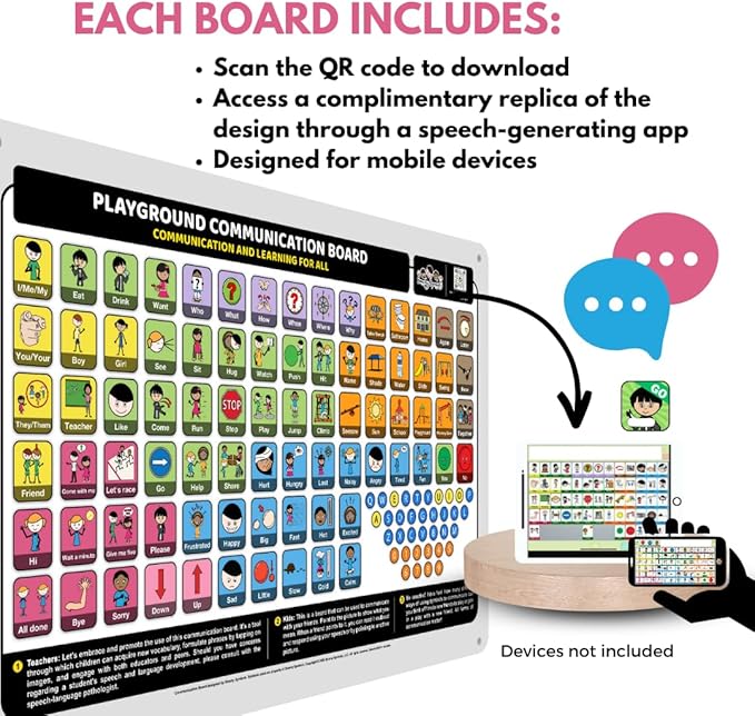 Outdoor Rated Plastic School Playground Communication Board - Weather-Proof Inclusive Communication Aid for Autism & Inclusive Play