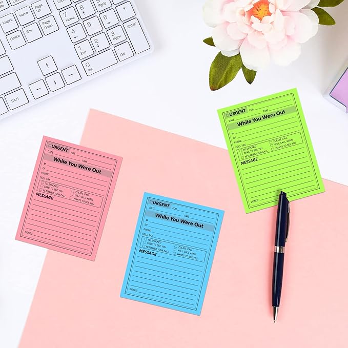 Eaasty 9 Pieces While You were Out Pads 4 x 5 Inches Assorted Colors Sticky Notes Adhesive Message Pads Urgent Notes for Work Call, Office Supplies, 40 Sheets/Pad (Fluorescent Colors)