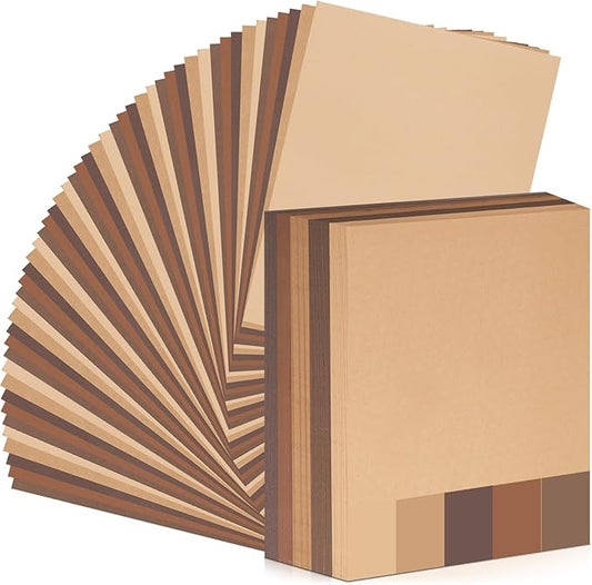 Sinmoe 200 Sheets 5 Shades Cardstock Paper 8.5 x 11 Inches 180gsm Solid Core Printer Paper for Scrapbooking DIY Arts Crafts Making Office Home Supplies (Brown Series)