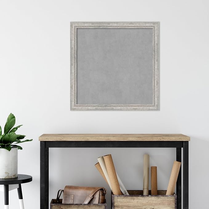 Amanti Art Silver Framed Magnetic Board 27x27 Medium Vision Board for use with Magnets, 100% Metal Sheet to Display Items as Office Decor or for Home Organization in mudroom, Kitchen or Kids Room