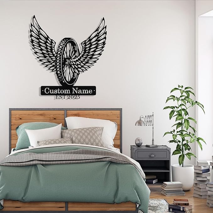 Custom Motorcycle Wheel Metal Signs Personalized Biker Name Sign Custom Garage Decor Motorbikes Wall Art Decor Motorcycle Sign Men Room Decorate Gifts for Men Husband Rider