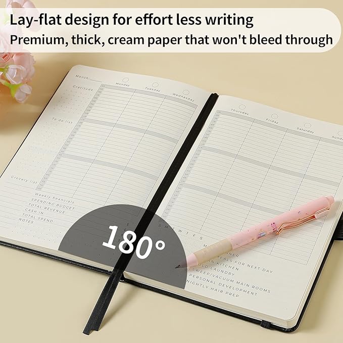 Crein Lynh 2025-2027 Premium Planner, Weekly & Monthly Calendar Planner with Budget & Goal Setting, January 2025 – December 2027, Tabs, Inner Pocket, Daily Journal Organizer for Women, A5, Black
