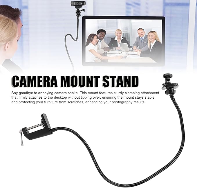Tangxi Webcam Standfor Desk, Flexible Gooseneck Camera Stand with Standard 1/4" Screw, 360 Rotation Camera Mount for C922 C930e C920S C920 C615 C960 C920X and Other Devices (I Shaped Fixture Stand)