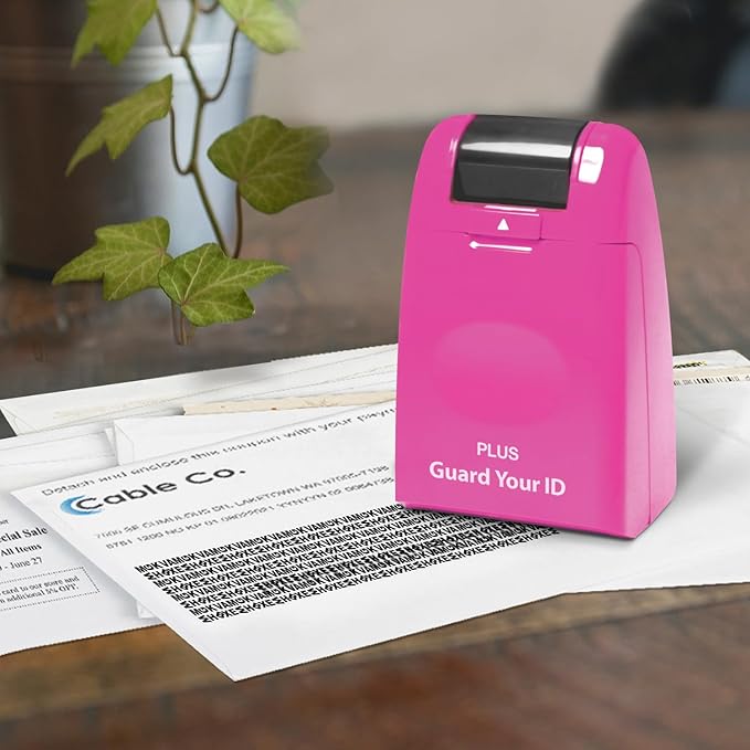 Guard Your ID Wide Stamp Roller for Identity Protection, Pink