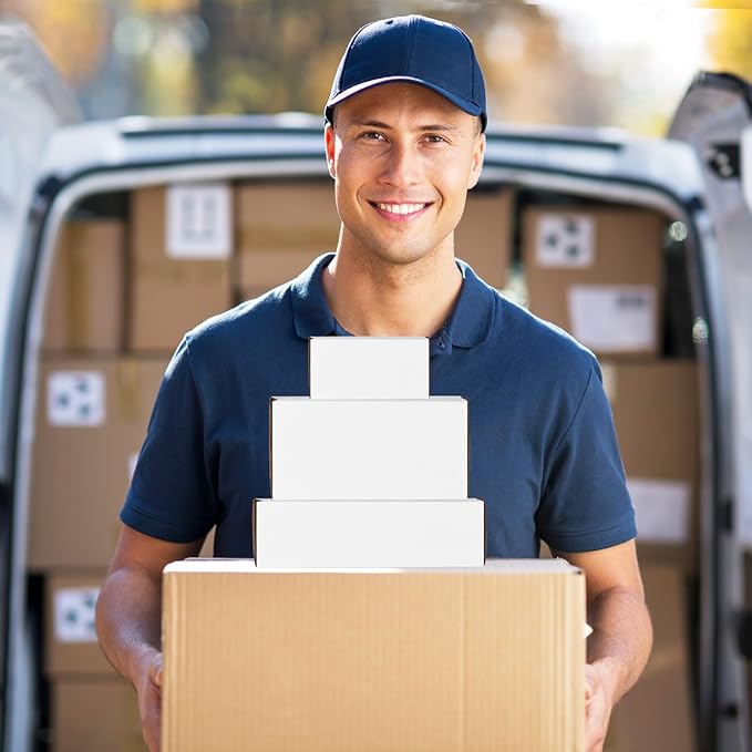 Eupako 30 Pack Small Shipping Boxes Assorted Sizes, 4x4x2, 6x4x3, 7x5x2-10 PCS Each Small Boxes, White Corrugated Box Mailers, Cardboard Boxes for Packaging Small Business, Mailing