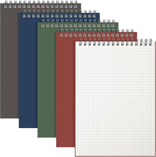 Engrowtic 4 Pack Graph Paper Spiral Notepad A5 Top Wirebound Notepad Grid Notebook Steno Pads Memo Notebook Grid Paper 140 Pages for Writing Sketching Drawing Office Supplies (Multicolor)