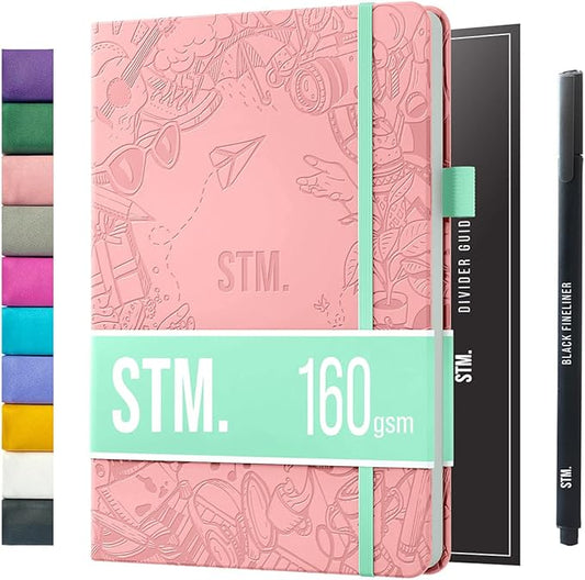 Bullet Dotted Journal Dot Grid Notebook | A5 Daily Journaling Notebooks for Personal Writing, Work, Women | 160gsm Thick Paper, Hard cover, Lay Flat Binding | 5x7 Journals Cuaderno Libretas de apuntes