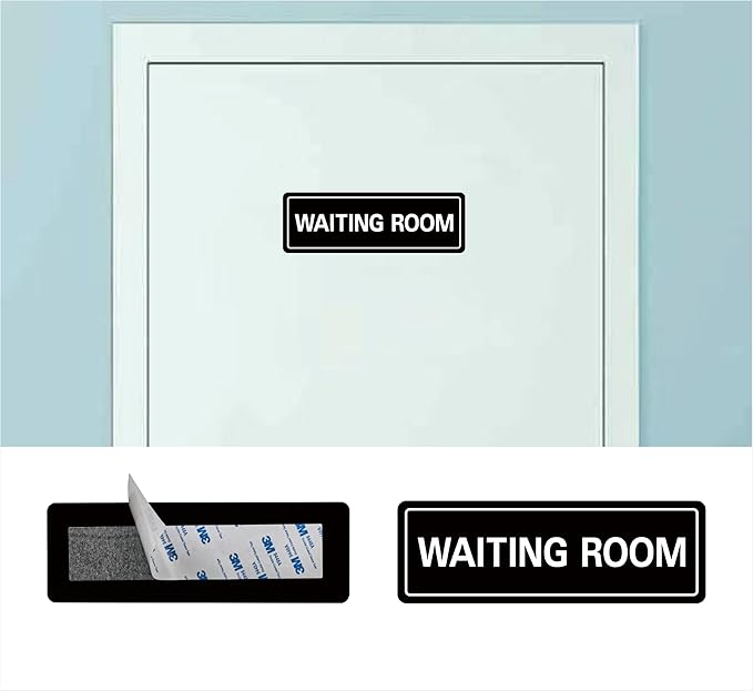 Waiting Room Sign - Premium Durable Acrylic Material, Super Strong Adhesive, Quick Installation, Suitable for Your Home and Business (9 × 3 Inches, Black)