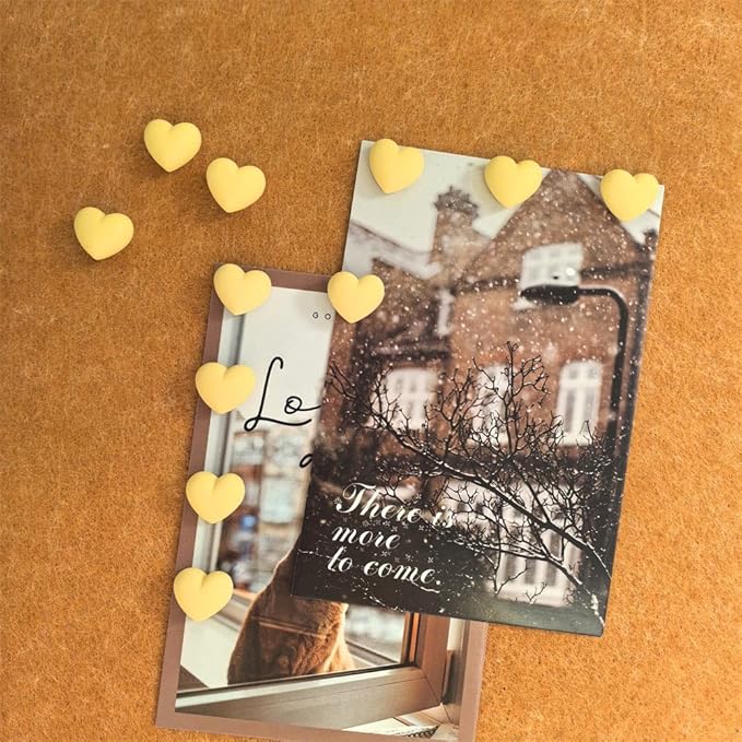 Aoxsie 28pcs Decorative Cute Push Pins Heart Yellow Thumbtacks Thumb Tacks Pushpins for Bulletin Cork Boards Office Products