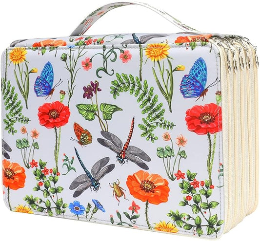 Colored Pencil Case - 252 Slots Pencil Holder with Zipper Closure Twill Fabric Large Capacity Pencil Case for Watercolor Pens or Markers, Pencil Case Organizer for Artist (White)