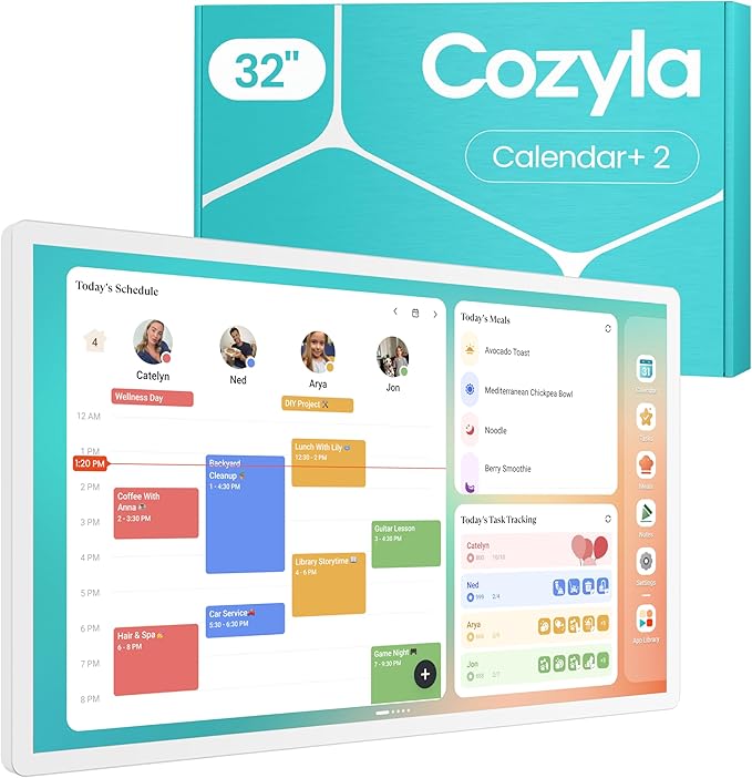 Cozyla Mate Calendar+ 2: 32" Digital Calendar Wall Touch Screen Chore Chart Customizable Dashboard Smart Electronic Display for Family Schedules Meal Plan All App Support Wall Mount Planner for 2026