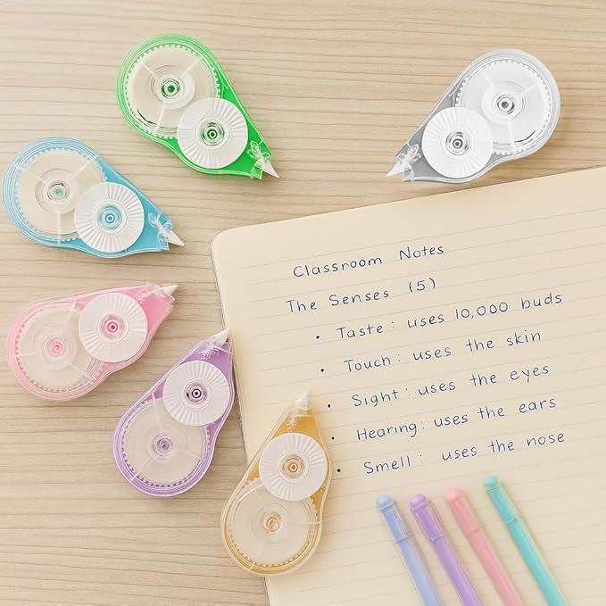 Aipker Correction Tape, Extra-Long 30 m (98 ft) Each – 590 ft Total, Easy-to-Use White Out Tapes Dispensers, High Capacity White Out Correct Tapes for School, Office or Home Use - 6 Pack