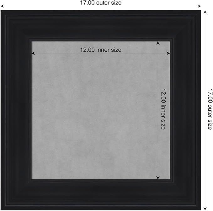 Amanti Art Black Framed Magnetic Board 17x17 X-Small Vision Board for use with Magnets, 100% Metal Sheet to Display Items as Office Decor or for Home Organization in mudroom, Kitchen or Kids Room