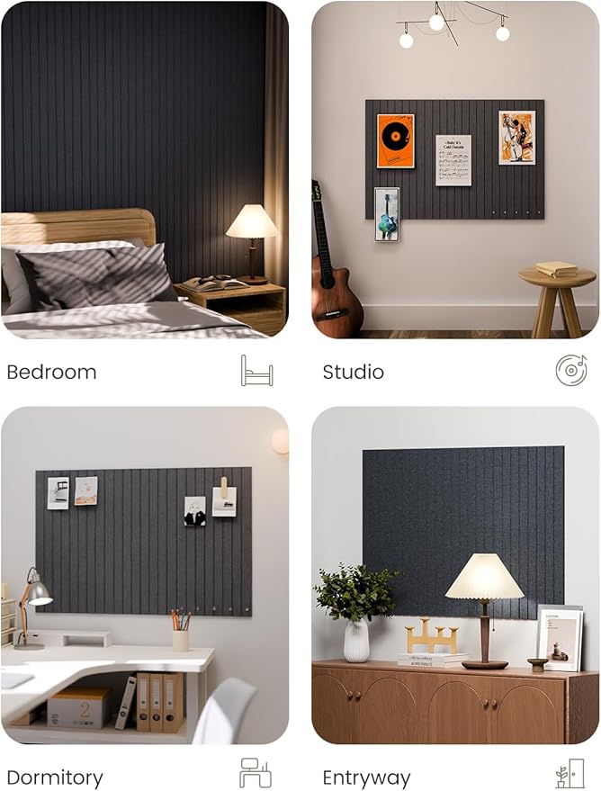 Fluxynara Large Felt Bulletin Board 36" x 24" Cork Board Alternative-6 Pack with 40 Safe Removable Adhesive Tabs, Cork Boards for Walls for Home Office Classroom Pin Board - Deep Charcoal Blue