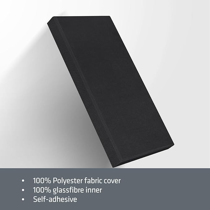 UMIACOUSTICS 4 PCS Acoustic Panels, 2“ Thick 23.6" x 11.8" Fiberglass Sound Proof Wall Panels, Sound Absorbing Panels for Studios, Office, Home Theater. Deep Black