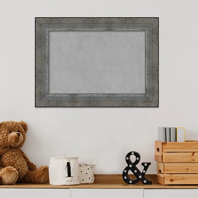 Amanti Art Silver Framed Magnetic Board 16x22 Small Vision Board for use with Magnets, 100% Metal Sheet to Display Items as Office Decor or for Home Organization in mudroom, Kitchen or Kids Room