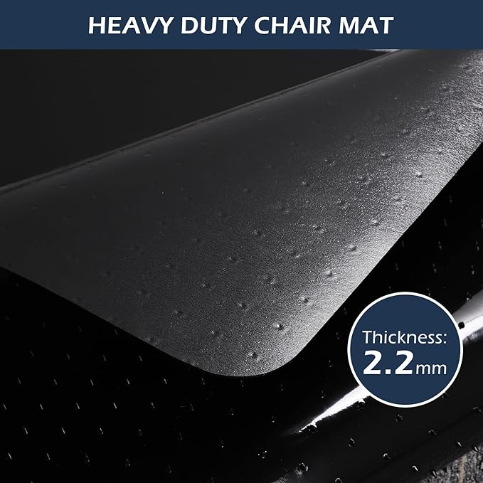 SALLOUS Chair Mat for Carpeted Floors, 46" x 60" Heavy Duty Chair Mat for Carpet, Vinyl Floor Mat with Grips, Carpeted Floor Protector Rolling Computer Desk Mat for Home Office (Black)