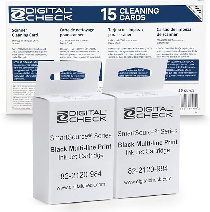 Triplenet Pricing Ink Cartridge Bundle with 2 Black Multi-Line Print 82-2120-984 and 15 Scanner Cleaning Cards and Sheets, Ideal Bundle for Businesses Needing Reliable C6GQRY55T9