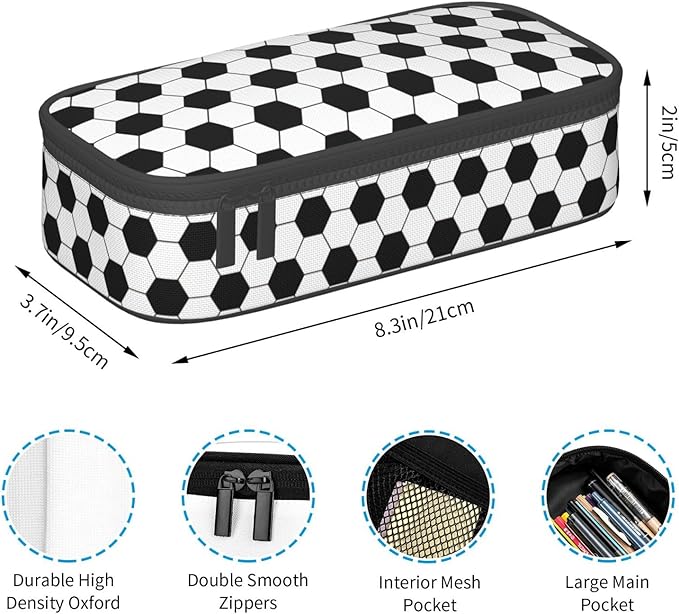 Soccer Texture Pencil Case Big Capacity Storage Pencil Pouch Stationery Bags With Zipper Portable Pen Holder Box Organizer For Boys Girls Teens Student College School Office Supplies